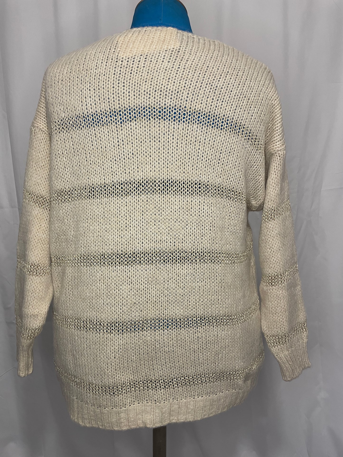 Pull crème rayé doré