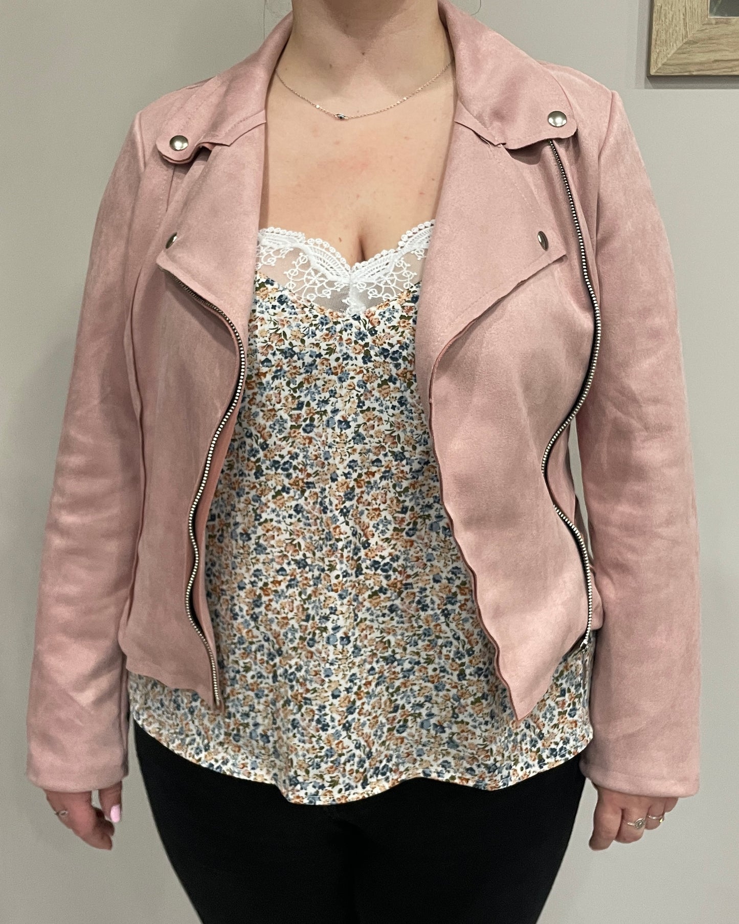 Perfecto suédine rose pale